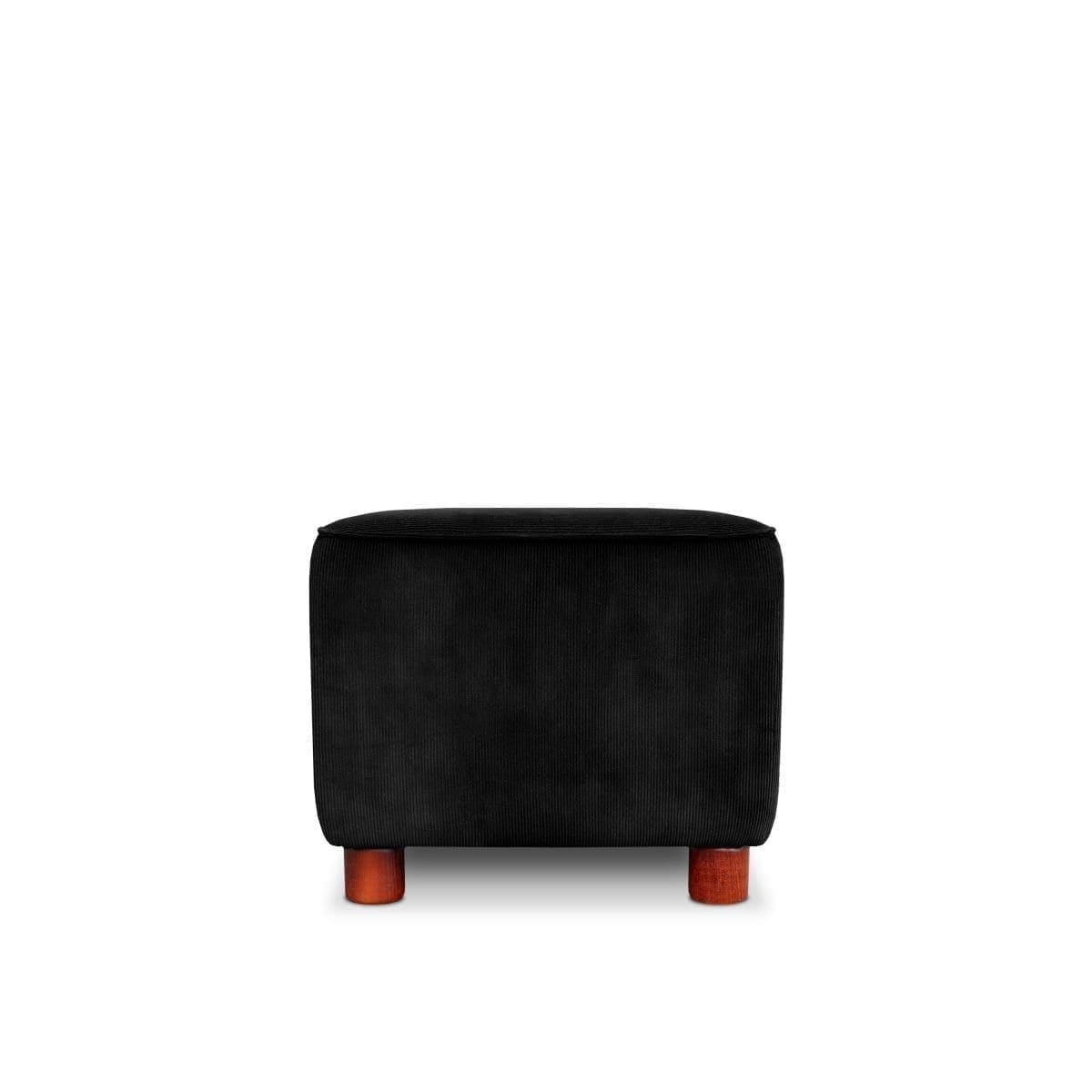 De effen pouf Rooker in de zwarte stof Manchester noir van Keymer