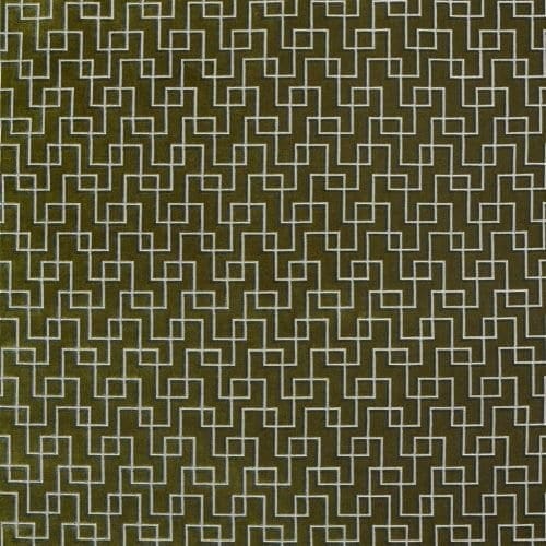 Geometrische, duurzame meubelstof Jeanneret moss van Designers Guild