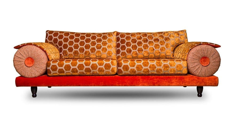 de oosterse casablanca bnak in oranje stoffen