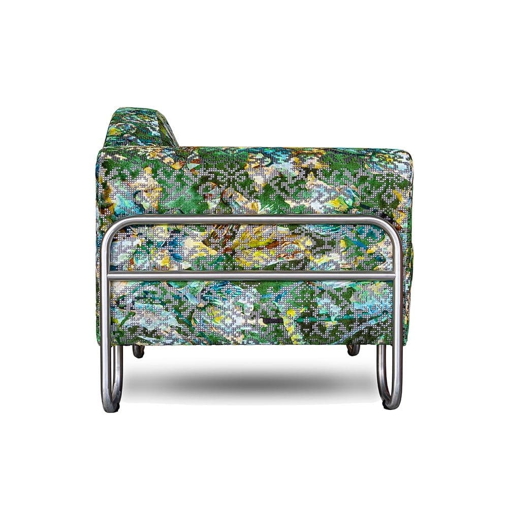 chroombuis stoel met de exclusieve stof van designers guild bardiglio emerald