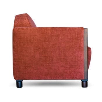 rood bruine art deco bank met stof van nobilis