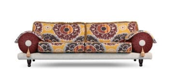casablanca Suzani geel rood zwarte bank