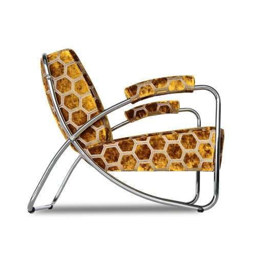dyker 20 chroombuisfauteuil met designers guild stof