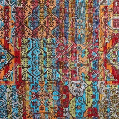Oosterse, kleurrijke stof in een bruine kleur multicolor, Setenta multicolor