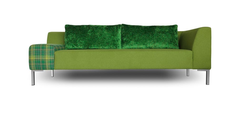 "groene designers guild stoffen op de patchfield 6 bank"