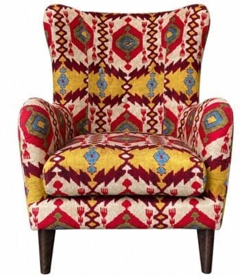 oorfauteuil met ikat rouge oosters casablanca