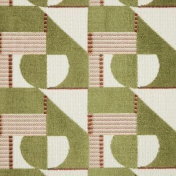 geometrische stof in de kleur olijfgroen en beiige